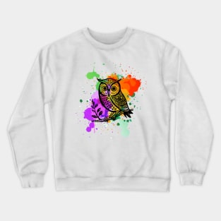 Owl with paint splash Crewneck Sweatshirt